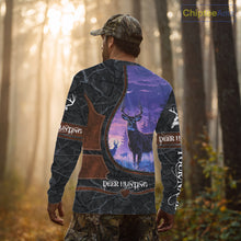 Load image into Gallery viewer, Custom 3D Whitetail Deer Hunting Shirt With Night Forest Scene, Camo Pattern And Skull Design NHT76