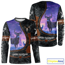 Load image into Gallery viewer, Custom 3D Whitetail Deer Hunting Shirt With Night Forest Scene, Camo Pattern And Skull Design NHT76