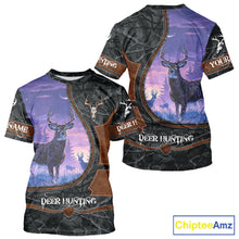 Load image into Gallery viewer, Custom 3D Whitetail Deer Hunting Shirt With Night Forest Scene, Camo Pattern And Skull Design NHT76
