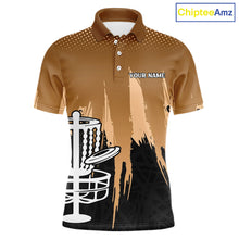 Load image into Gallery viewer, Mens Disc Golf Polo Shirts Custom Brown Gradient Grunge, Team Disc Golf Apparel Shirt NHT836