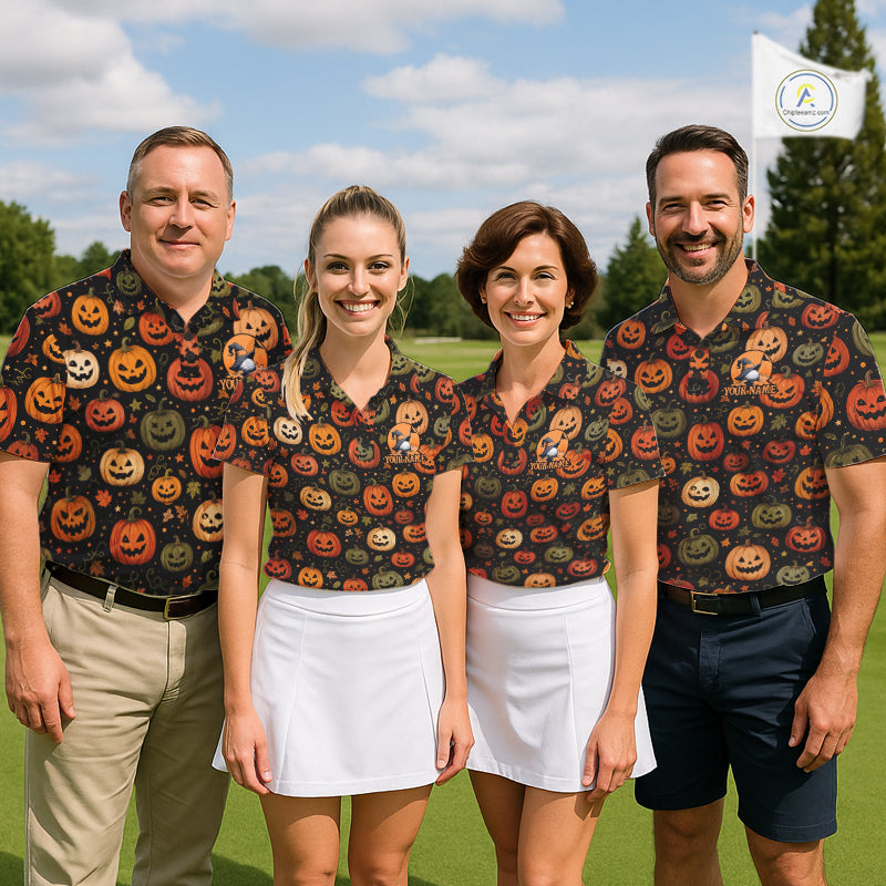 Halloween Seamless With Pumpkin, Golf Polos Funny Golf Tops For Women Golf Gifts NHT1305