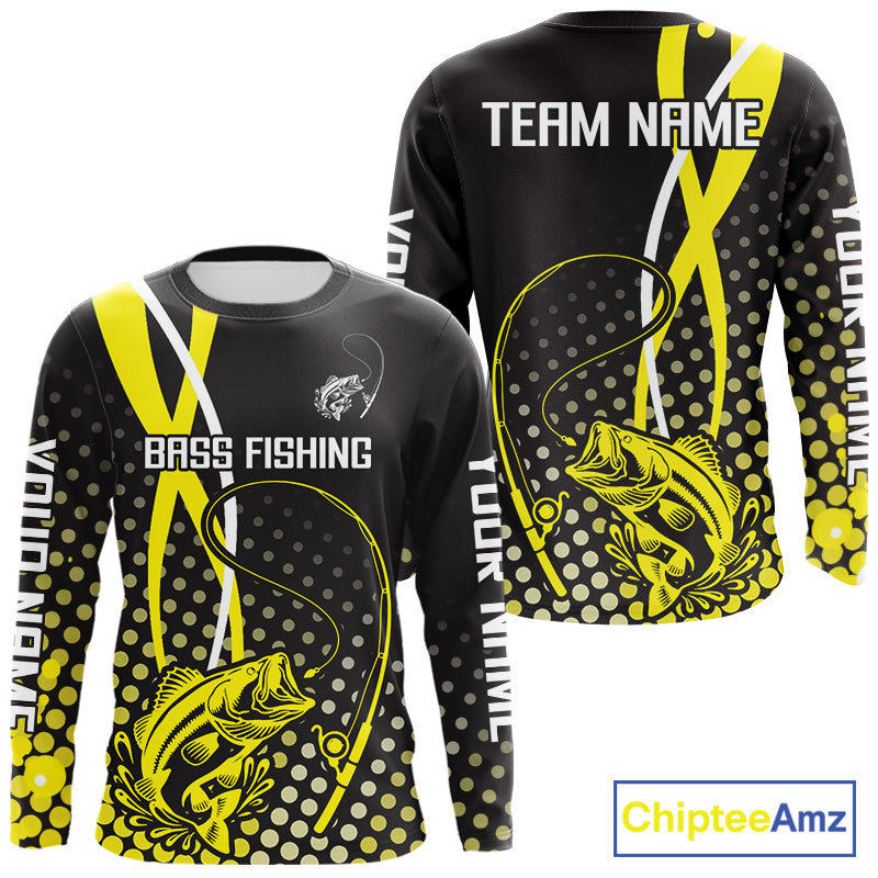 Personalized Bass Fishing Jersey,Bass Fishing Long Sleeve Fishing Tournament Shirts NHT380