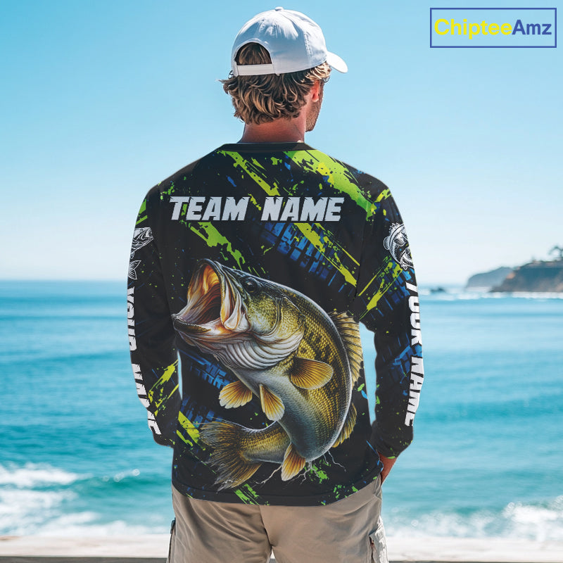 Personalized Bass Fishing Sport Jerseys For Men, Bass Fishing Shirt Long Sleeve NHT494
