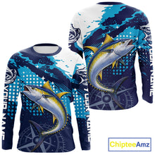 Load image into Gallery viewer, Custom Yellowfin Tuna Long Sleeve Fishing Shirts For Men, Design Tuna Fishing Jerseys NHT634