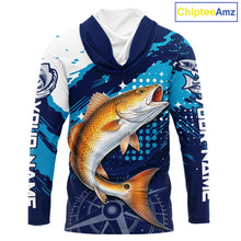 Load image into Gallery viewer, Custom Redfish Hooded Long Sleeve Fishing Shirts For Men, Design Redfish Fishing Jerseys NHT636