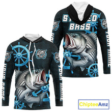 Load image into Gallery viewer, Personalized Striped Bass Fishing Jerseys, Hooded Bass Performance Fishing Shirt Custom Name NHT501