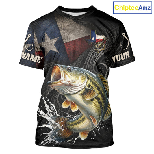 Personalized Texas Largemouth Bass Fishing T-Shirt – Custom Name Angler Apparel For Fishermen