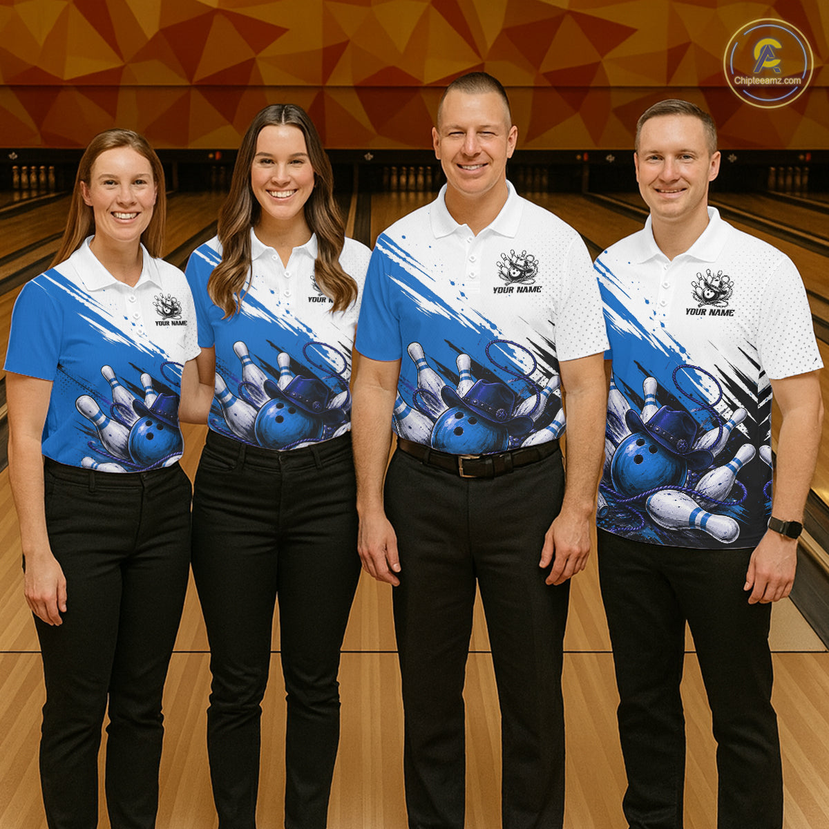 Cowboy Bowling Custom Name Polo Shirt, Personalized Team 1/4 Zip Bowling Jersey Gift|Blue NHT1324