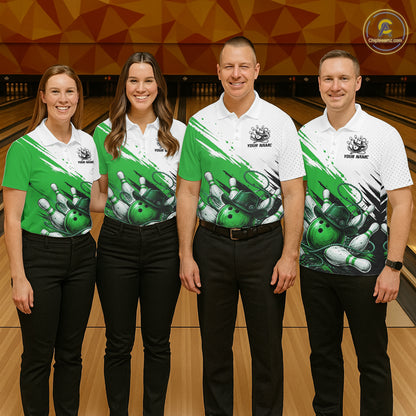 Cowboy Women Bowling Custom Name Polo Shirt, Personalized Team 1/4 Zip Bowling Jersey Gift|Green NHT1325