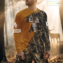 Load image into Gallery viewer, Beautiful Deer Hunting Orange Camo Deer Skull Full Printing Custom Name Shirts Hunting Gifts NHT199