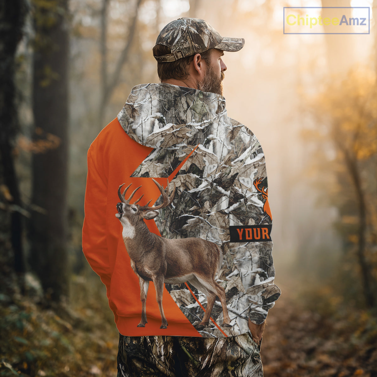 Deer Hunting Orange Camo 3D Winter Forest Full Printing Custom Name Shirts Hunting Gifts NHT200