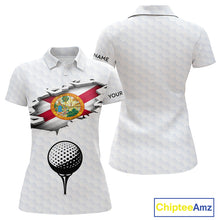 Load image into Gallery viewer, Florida Flag Personalized Golf Pattern Ball Polo Shirts Patriotic Golf Shirts For Womens NHT675