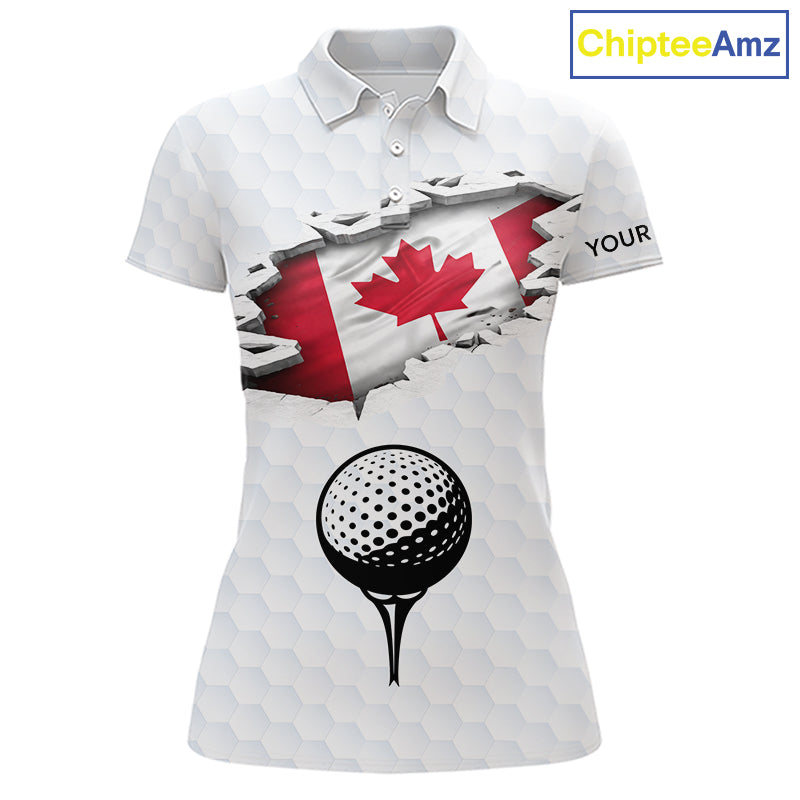Canada Flag Personalized Golf Pattern Ball Polo Shirts Patriotic Golf Shirts For Womens NHT677