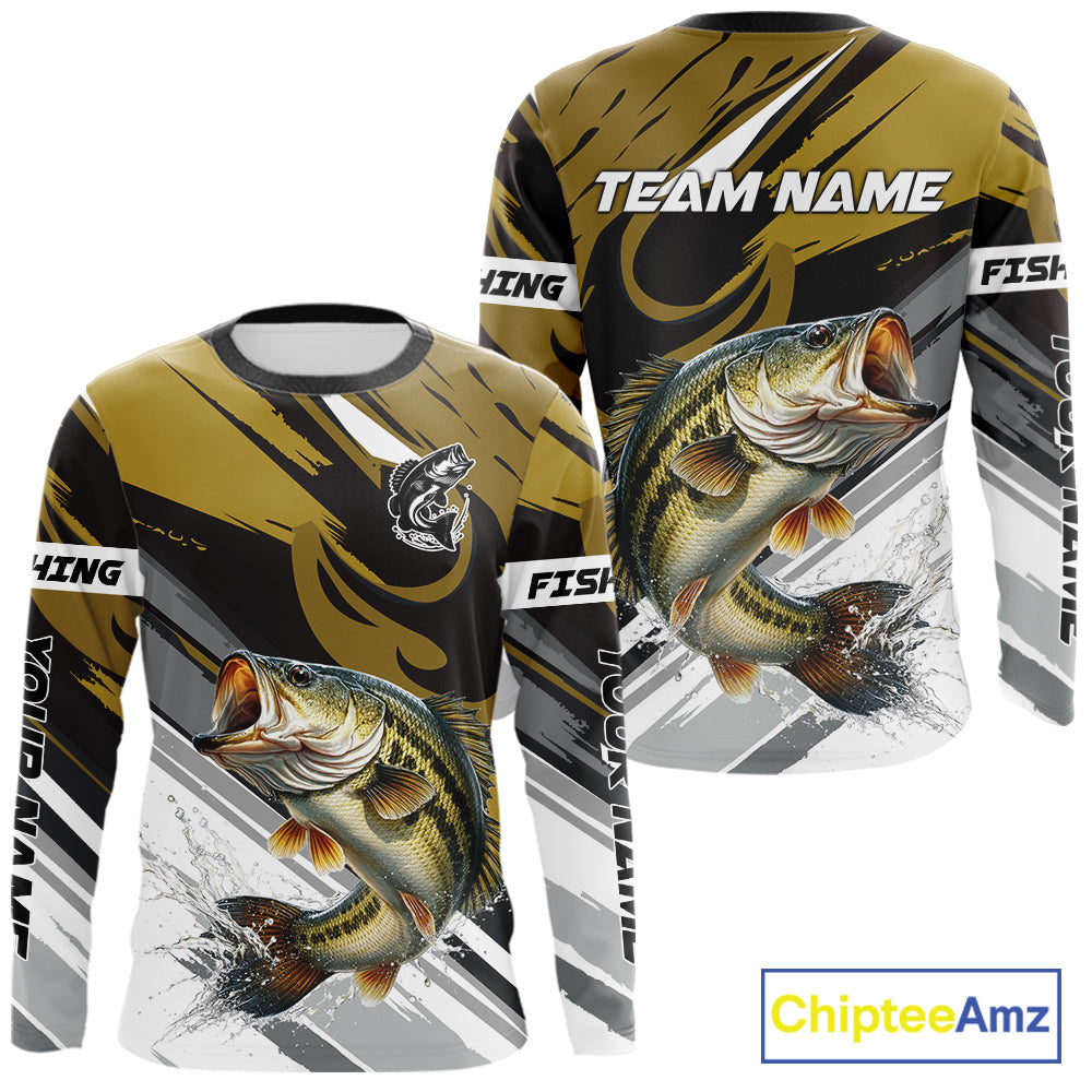 Personalized Bass Fishing Shirts Long Sleeve For Men, Bass Fishing Shirt Sport Jerseys NHT511
