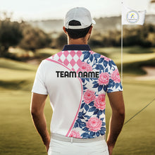 Load image into Gallery viewer, Personalized Pink Tropical Flower Mens Golf Tops Custom Team Golf Shirts, Familly Team Shirt NHT699