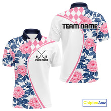 Load image into Gallery viewer, Personalized Pink Tropical Flower Mens Golf Tops Custom Team Golf Shirts, Familly Team Shirt NHT699