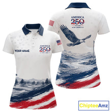 Load image into Gallery viewer, Personalized America 250 Womens Golf Polo Shirt – Patriotic Eagle USA 250Th Anniversary Apparel