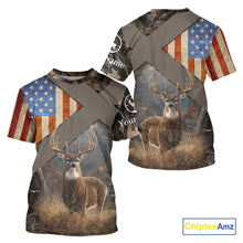 Load image into Gallery viewer, American Flag Deer Hunting Hoodie For Men – 3D Whitetail Buck Camo NHT336