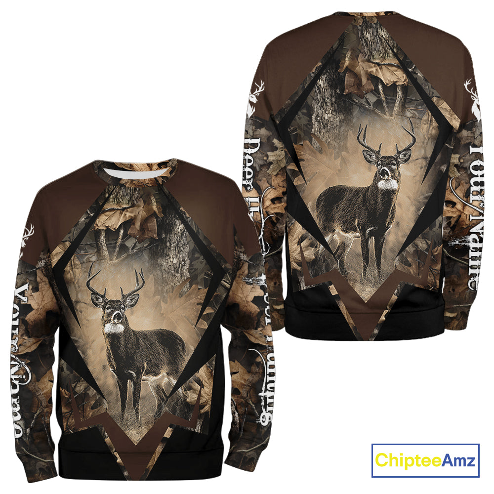 Whitetail Deer Hunting 3D All Over Printed Hoodie, Long Sleeve Hunting Shirt For Men NHT339