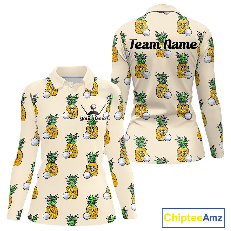 Personalized Funny Pineapple Pattern Womens Golf Polo Shirts Best Golf Gifts For Family Team  NHT779