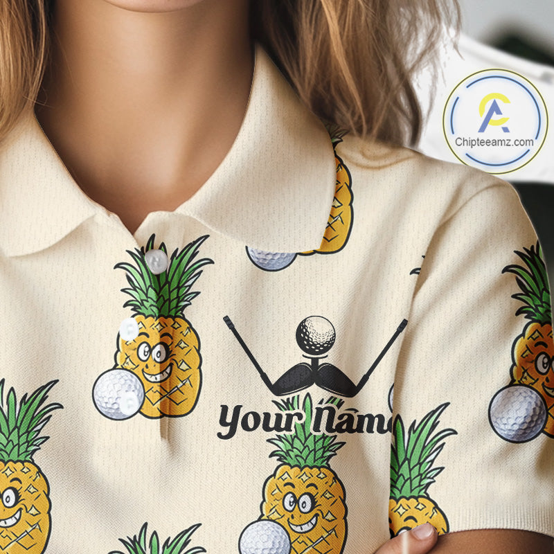 Personalized Funny Pineapple Pattern Womens Golf Polo Shirts Best Golf Gifts For Family Team  NHT779