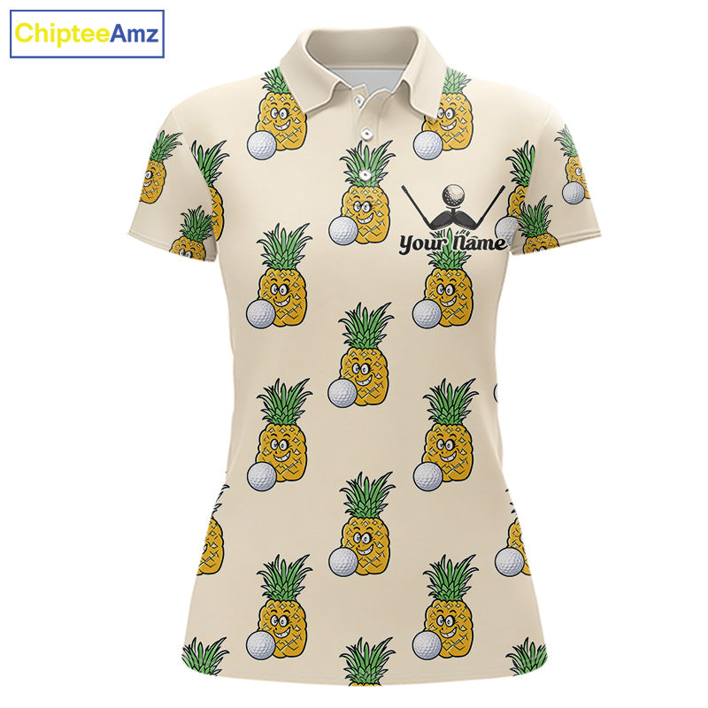Personalized Funny Pineapple Pattern Womens Golf Polo Shirts Best Golf Gifts For Family Team  NHT779