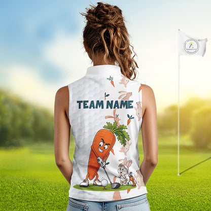 Rabbit Carrot Golf Polo Shirt Funny Golfer Bunny Custom Team Name Jersey NHT892