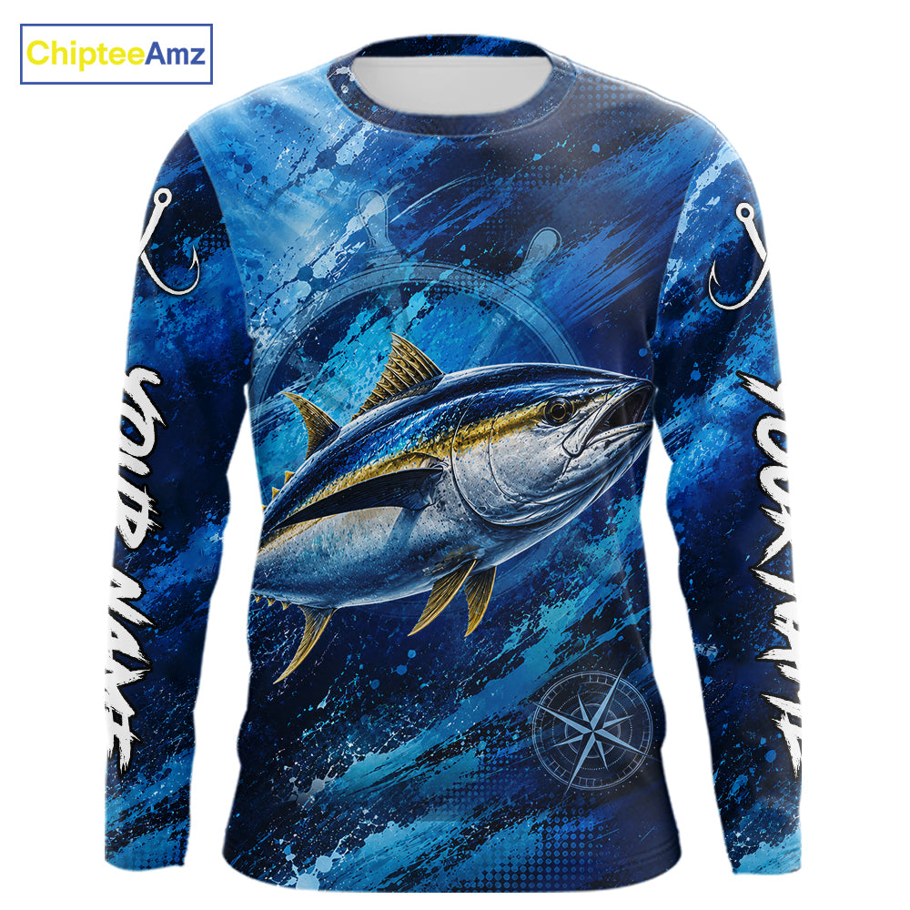 Custom Tuna Fishing Jersey long sleeve with bold tuna graphic and performance fit