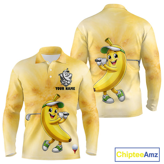 Funny Banana Mens Golf Polo Shirts Custom Name, Golf Shirt For Men, Golf Gift NHT745