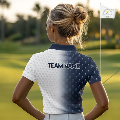 Personalized Skull Womens Golf Polo Shirt Custom Team Name Golf Ball Pattern Polo 