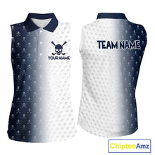 Load image into Gallery viewer, Personalized Skull Womens Sleeveless Golf Polo Shirt Custom Team Name Golf Ball Pattern Polo 