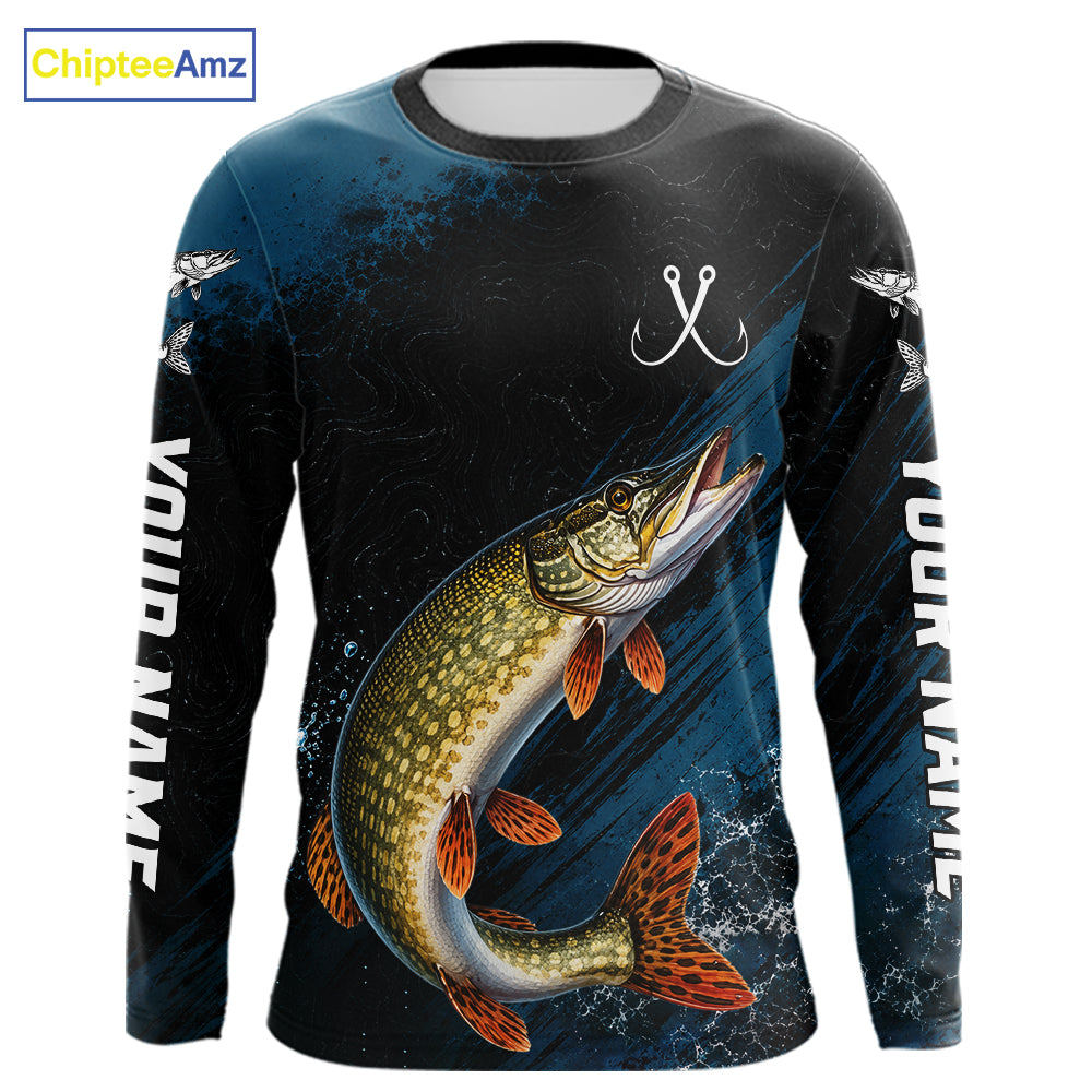 Custom Northern Pike Fishing Jersey Personalized Long Sleeve Shirt For Men