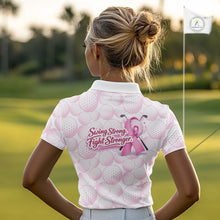 Load image into Gallery viewer, Swing Strong Fight Stronger Pink Ribbon Custom Breast Cancer Ladies Golf Polo Shirt NHT796