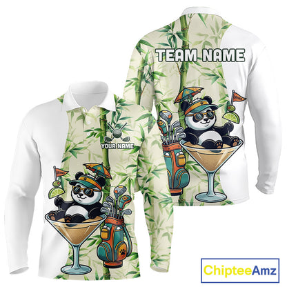 Funny Tropical Bamboo Panda Bear Apparel, Custom Name Performance Golf Jersey For Men