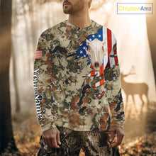 Load image into Gallery viewer, Boar Hunting Shirt Camo Custom Name American Flag Skull Hunting Clothes For Hunters NHT159