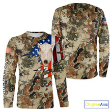 Load image into Gallery viewer, Boar Hunting Shirt Camo Custom Name American Flag Skull Hunting Clothes For Hunters NHT159