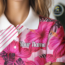 Load image into Gallery viewer, Custom Flamingo Funny Womens Golf Polo Shirt – Personalized Tropical Flower Design NHT595