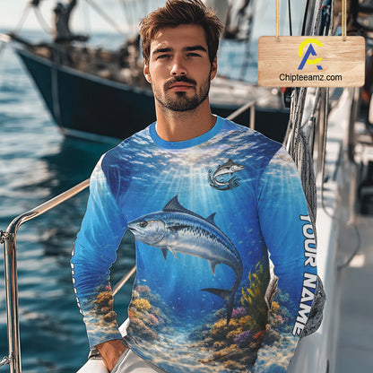 Personalized Offshore Fishing Jerseys, King Mackerel Fishing Shirts Long Sleeve For Men NHT823