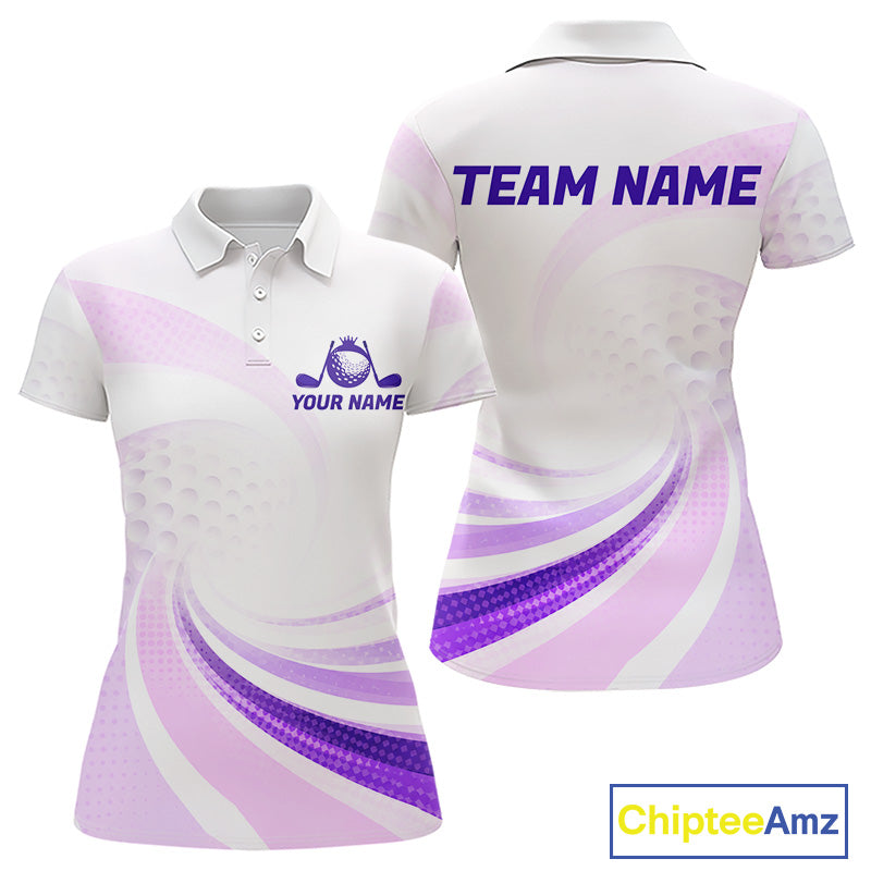 Personalized Purple Swirl Golf Polo - Women's Team Name Performance Jersey