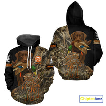 Load image into Gallery viewer, Chocolate Lab Hunting Dog Customized Name All Over Print Shirts For Hunters, Duck Hunting NHT275