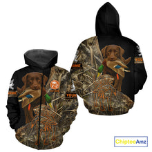 Load image into Gallery viewer, Chocolate Lab Hunting Dog Customized Name All Over Print Shirts For Hunters, Duck Hunting NHT275