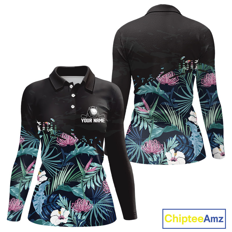 Custom Name Tropical Print Polo Shirt – Stylish Animal Print Golf Polo For Womens NHT856
