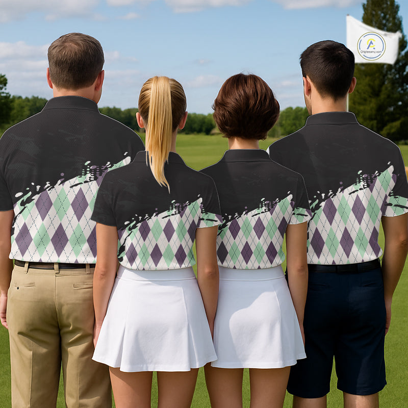 Custom Name Argyle Pattern Print Polo Shirt – Stylish Animal Print Golf Polo For Womens NHT857