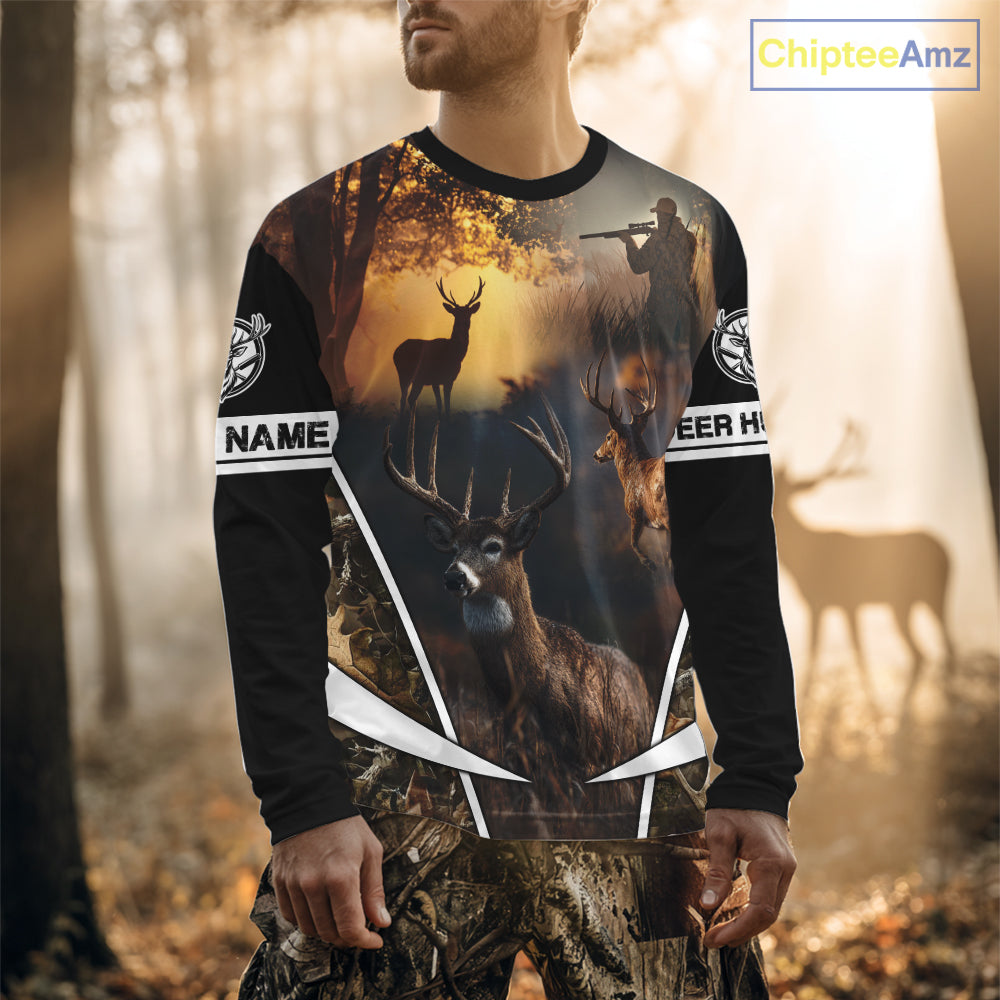 Personalized Deer Hunting Shirt, Custom Name 3D Deer Print, Perfect Gift for Hunters NHT279