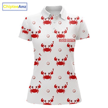 Load image into Gallery viewer, Custom Crab Womens Golf Polo Shirt - Personalized Cute Red Crab Team Name Jersey