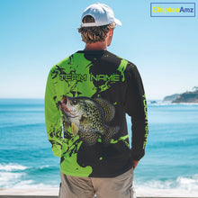 Load image into Gallery viewer, Black And Green Custom Crappie Fishing Jerseys, Crappie Long Sleeve Fishing Shirts NHT451