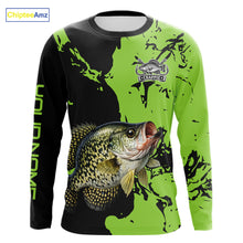 Load image into Gallery viewer, Black And Green Custom Crappie Fishing Jerseys, Crappie Long Sleeve Fishing Shirts NHT451