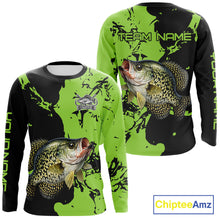 Load image into Gallery viewer, Black And Green Custom Crappie Fishing Jerseys, Crappie Long Sleeve Fishing Shirts NHT451