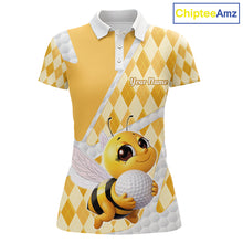 Load image into Gallery viewer, Personalized Bee Golf Polo Shirt Argyle Golf Shirt Custom Name Golfer Shirt Golf Gift For Womens NHT687