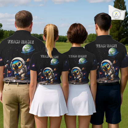 Personalized Astronaut Parrot Womens Golf Polo Shirt – Cute Space Bird Golf Shirt, Custom Team Name NHT1187